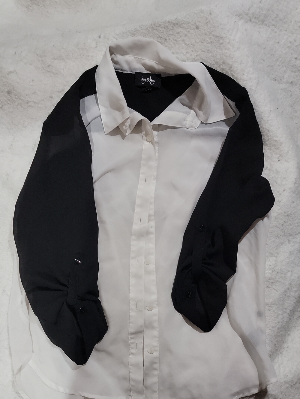 by & by Two-Tone Black and White Contrast Shirt